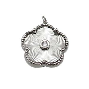 copper Flower pendant, platinum plated, approx 18mm [FN28763]