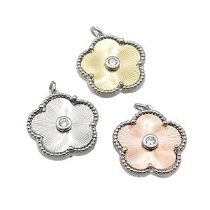 copper Flower pendant, mixed, approx 18mm [FN28766]
