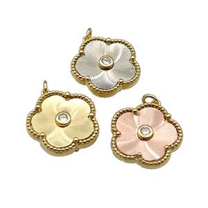 copper Flower pendant, mixed, approx 18mm [FN28770]