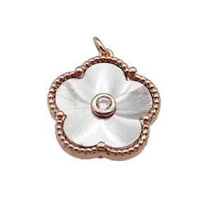 copper Flower pendant, platinum plated, approx 18mm [FN28771]