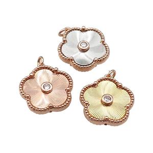 copper Flower pendant, mixed, approx 18mm [FN28774]