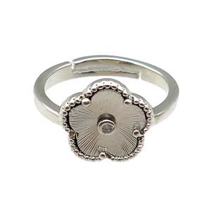 copper Flower Ring, adjustable, platinum plated, approx 12mm, 18mm dia [FN28779]