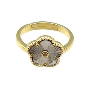 copper Flower Ring, adjustable, gold plated, approx 12mm, 18mm dia [FN28783]
