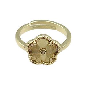 copper Flower Ring, adjustable, gold plated, approx 12mm, 18mm dia [FN28784]