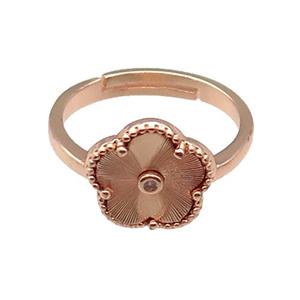 copper Flower Ring, adjustable, rose gold, approx 12mm, 18mm dia [FN28789]