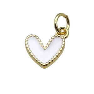 copper Heart pendant with white enamel, gold plated, approx 9mm [FN28862]