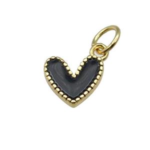 copper Heart pendant with black enamel, gold plated, approx 9mm [FN28863]