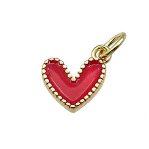 copper Heart pendant with red enamel, gold plated, approx 9mm [FN28864]