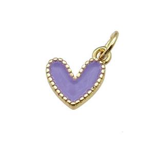 copper Heart pendant with lavender enamel, gold plated, approx 9mm [FN28865]