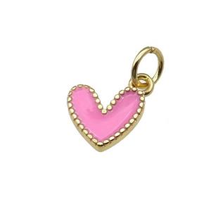 copper Heart pendant with pink enamel, gold plated, approx 9mm [FN28866]