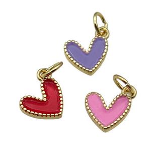 copper Heart pendant with enamel, gold plated, mixed, approx 9mm [FN28867]
