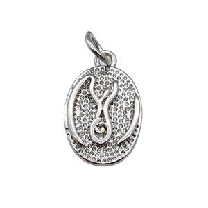 copper oval pendant, platinum plated, approx 10-14mm [FN28868]