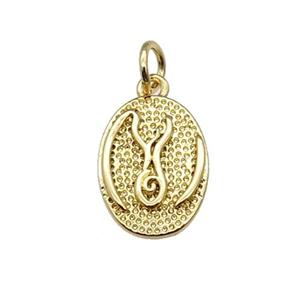 copper oval pendant, gold plated, approx 10-14mm [FN28869]