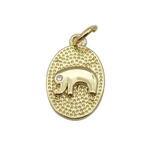copper oval pendant, elephant, gold plated, approx 10-14mm [FN28872]