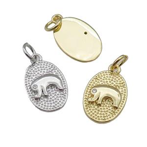 copper oval pendant, elephant, mixed, approx 10-14mm [FN28873]