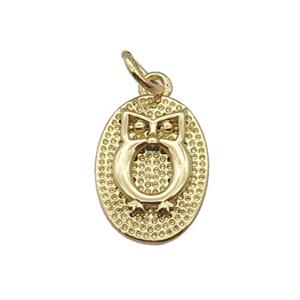 copper oval pendant, owl, gold plated, approx 10-14mm [FN28878]