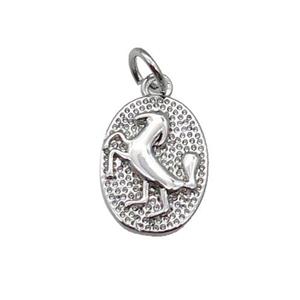 copper oval pendant, sheep, platinum plated, approx 10-14mm [FN28880]