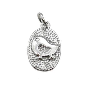 copper oval pendant, platinum plated, approx 10-14mm [FN28883]