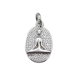 copper oval pendant, Yoga, platinum plated, approx 10-14mm [FN28886]