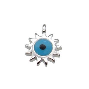 copper Suneye pendant, platinum plated, approx 8mm [FN28889]