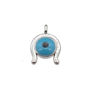 copper luckyeye pendant, platinum plated, approx 7mm [FN28892]