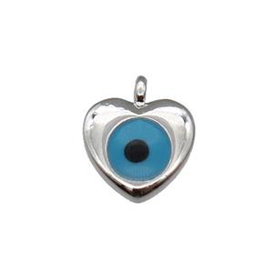 copper Hearteye pendant, platinum plated, approx 7.5mm [FN28895]