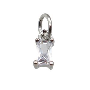 copper pendant paved zircon, rectangle, platinum plated, approx 4-6mm [FN28899]
