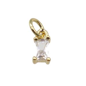 copper pendant paved zircon, rectangle, gold plated, approx 4-6mm [FN28905]