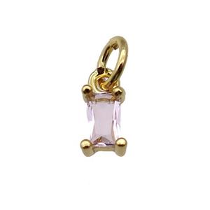 copper pendant paved pink zircon, rectangle, gold plated, approx 4-6mm [FN28906]