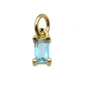 copper pendant paved blue zircon, rectangle, gold plated, approx 4-6mm [FN28907]