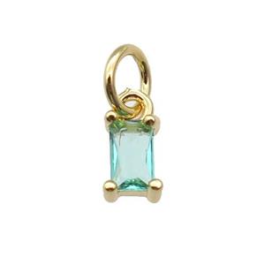 copper pendant paved green zircon, rectangle, gold plated, approx 4-6mm [FN28909]