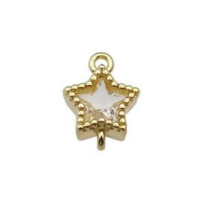 copper star connector paved zircon, gold plated, approx 8mm [FN28915]