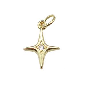 copper star pendant pave zircon, gold plated, approx 10-12mm [FN28921]