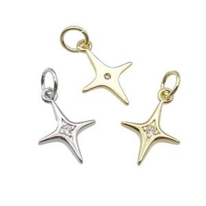 copper star pendant pave zircon, mixed, approx 10-12mm [FN28922]