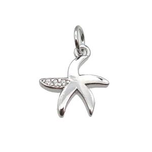copper starfish pendant pave zircon, platinum plated, approx 11mm [FN28923]