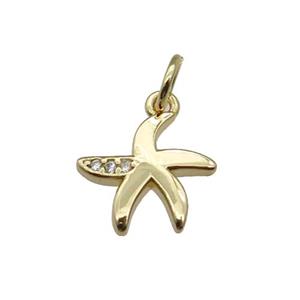 copper starfish pendant pave zircon, gold plated, approx 11mm [FN28924]