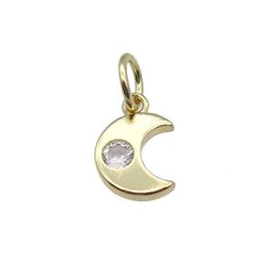 copper moon pendant pave zircon, gold plated, approx 7-8mm [FN28927]