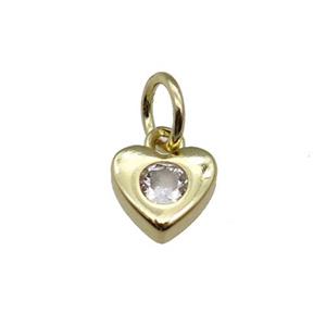 copper heart pendant pave zircon, gold plated, approx 6.5mm [FN28930]