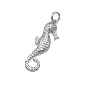 copper seahorse pendant, platinum plated, approx 9-25mm [FN28939]