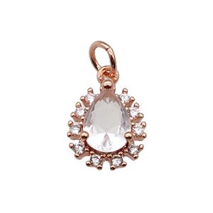 copper teardrop pendant pave zircon, rose gold, approx 10-12mm [FN28943]