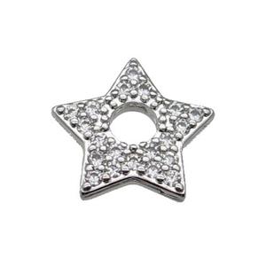 copper star pendant pave zircon, platinum plated, approx 16mm [FN28945]