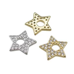 copper star pendant pave zircon, mixed, approx 16mm [FN28947]