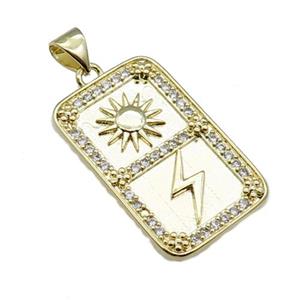 copper rectangle pendant pave zircon, sun thunder, gold plated, approx 16-26mm [FN28961]