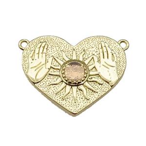 copper Heart pendant, hand, gold plated, approx 22-26mm [FN28963]