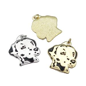 copper Dog charm pendant with black enamel, mixed, approx 25mm [FN28972]