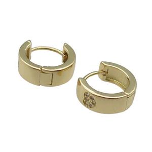copper Hoop Earring pave zircon, heart, gold plated, approx 5mm, 13mm dia [FN28983]