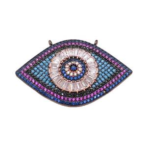copper Eye pendant pave zircon, black plated, approx 25-40mm [FN28996]