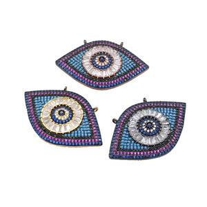 copper Eye pendant pave zircon, black plated, mixed, approx 25-40mm [FN28998]