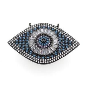 copper Eye pendant pave zircon, black plated, approx 25-40mm [FN29001]