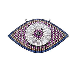 copper Eye pendant pave zircon, platinum plated, approx 25-40mm [FN29003]